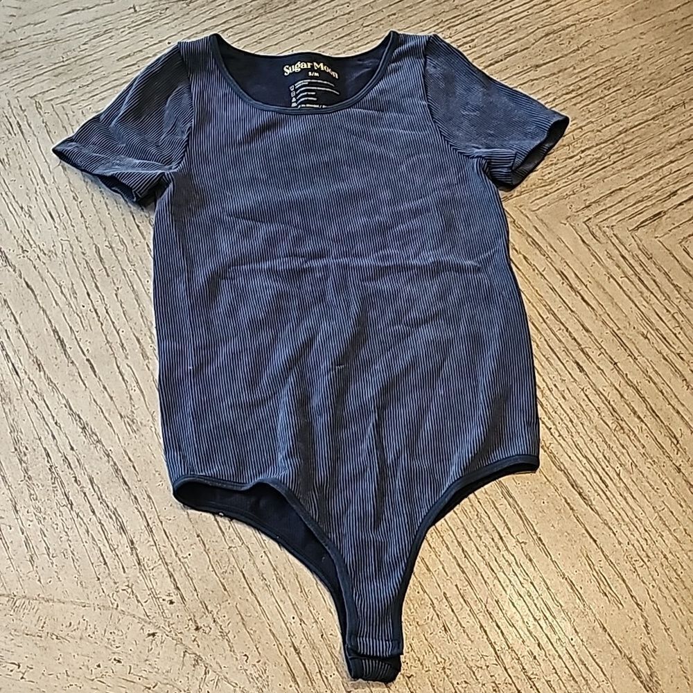 Charcoal ribbed bodysuit size S/M